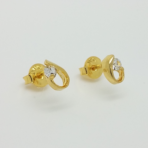 Stud Earrings in Yellow Gold Filled with Gemstones
