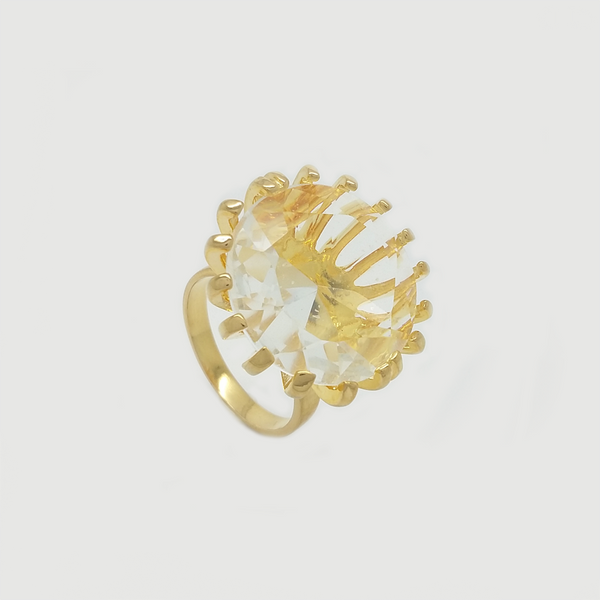 Solitaire Ring in Yellow Gold Filled with Gemstone