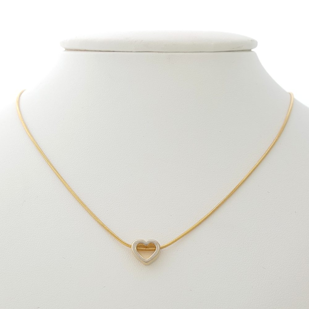 Heart Necklace in Yellow Gold Filled with Silver Enamel