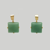 Dangle Earrings in Yellow Gold Filled with Square Green Gemstone