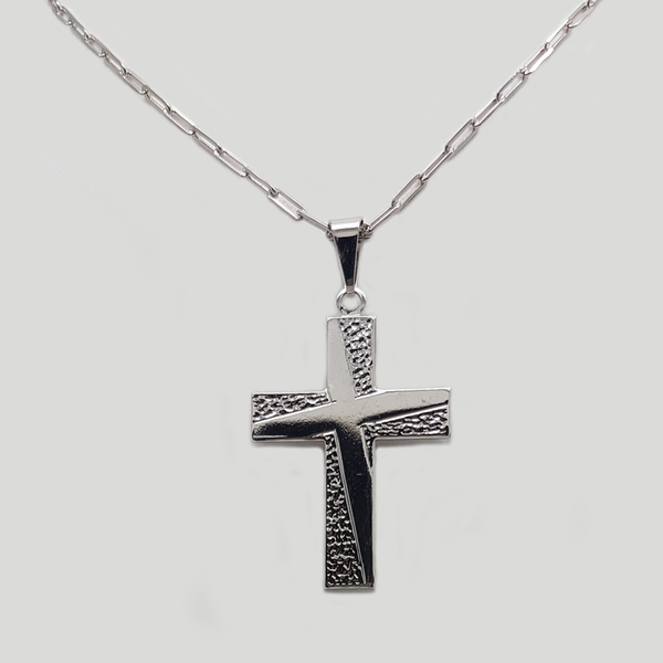 Cross Pendant Necklace in White Gold Filled
