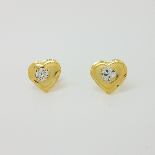 Heart Stud Earrings in Yellow Gold Filled with Gemstone