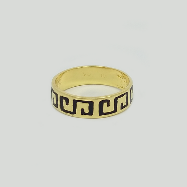 Band in Yellow Gold Filled and Black Enamel