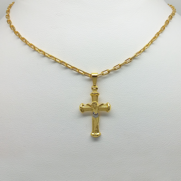 Jesus Pendant in Yellow Gold Filled with Link Chain
