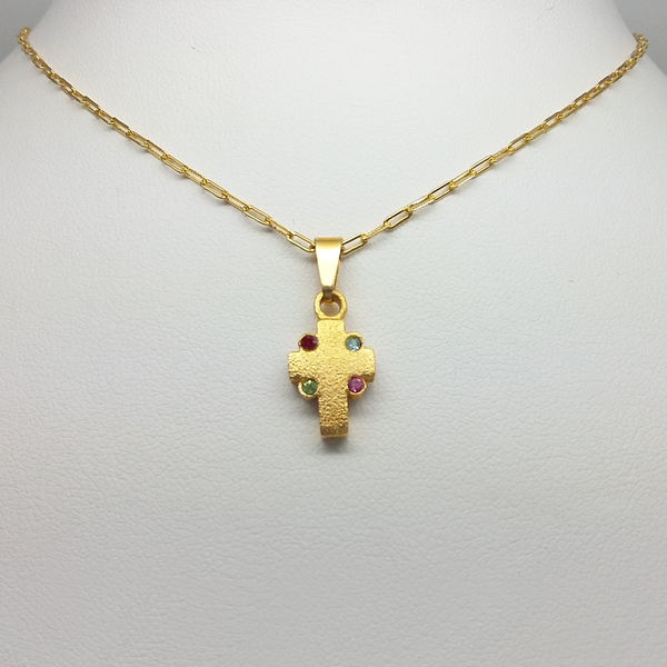 Cross in Yellow Gold Filled with Cubic Zirconia