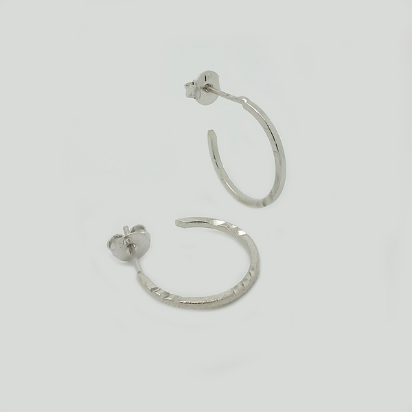 Hoop Earrings in White Gold Filled Caved