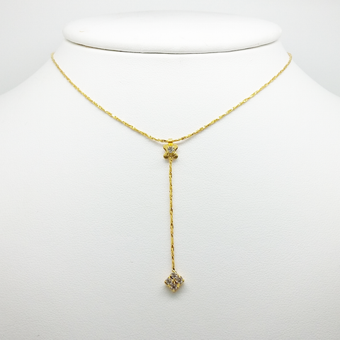 Lariat Necklace in Yellow Gold Filled with Gemstones