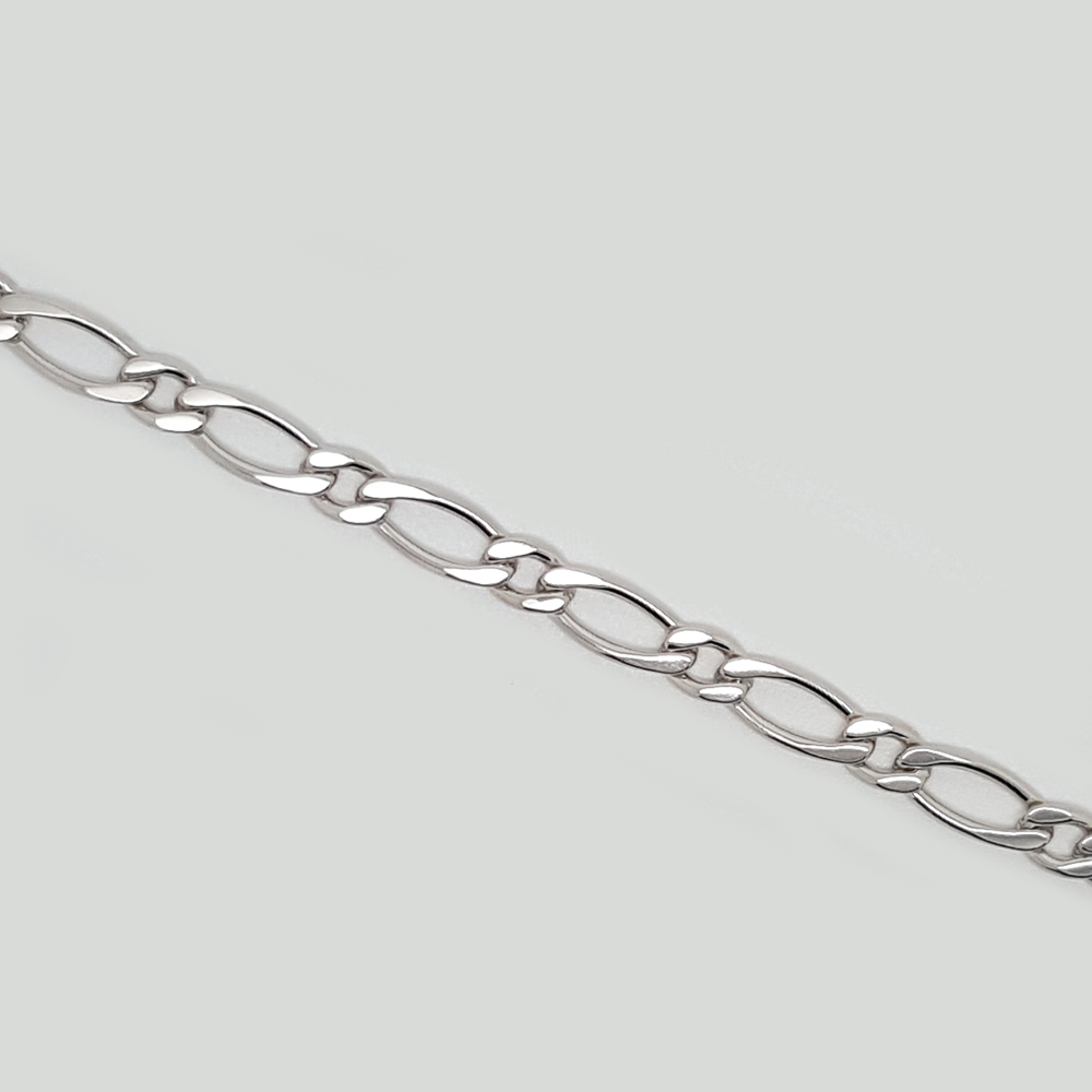 Classic Chain Bracelet for Men in White Gold Filled