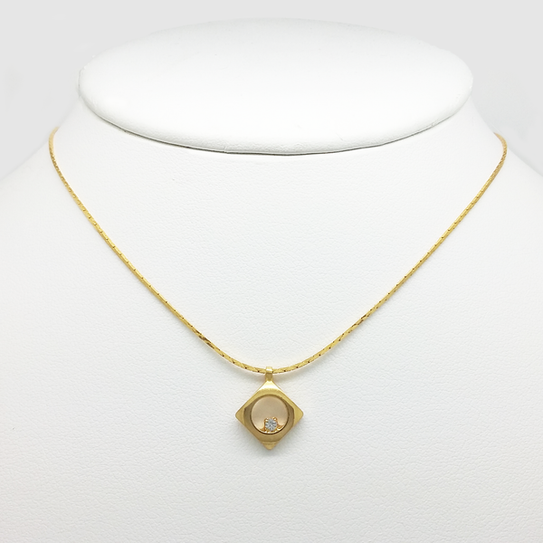 Pendant Necklace in Yellow Gold Filled with Gemstone