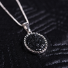 Black Pendant Necklace for Women in Aged White Gold Filled and Druzy Gemstone
