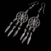 Dreamcatcher Earrings for Women and girls with Black Glass Beads, 14k White Gold Boho Jewelry