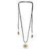 Dreamcatcher Necklace in 14k Aged Yellow Gold and Black Leather