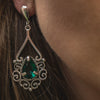 Green Cubic Zirconia Earrings for Women, Boho White Gold Dangling Ear Drop