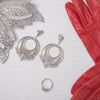 White Gold Filled Dangling Earrings for Women, Round Filigree Boho Earrings