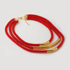 Jewelry Set, Choker & Bracelet, Red Bracelet, Red Necklace, Red Ropes, Gold Plated Choker, Plated Gold Plated Bracelet