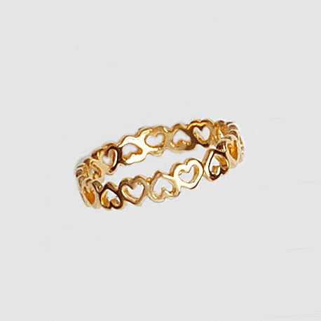 Open Hearts Band, Hearts Ring, Yellow Gold Plated Ring, Simple Ring