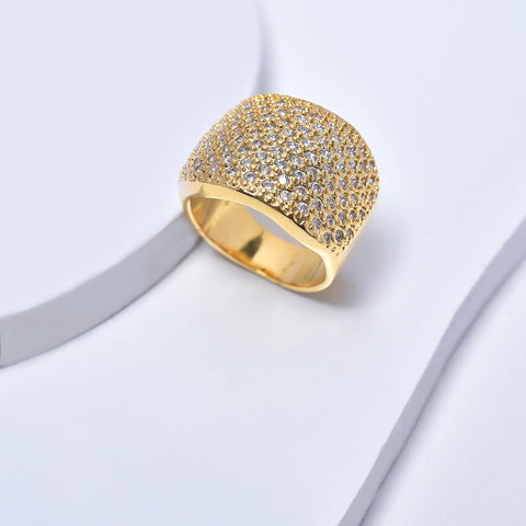 Statement Ring in Yellow Gold Filled with Cubic Zirconia Gemtones