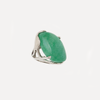 Green Agate Gemstone Ring in White Gold Filled