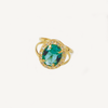 Green Ring, Cubic Zirconia Gemstones, Solitaire Ring, Gemstones Ring, Yellow Gold Plated Ring