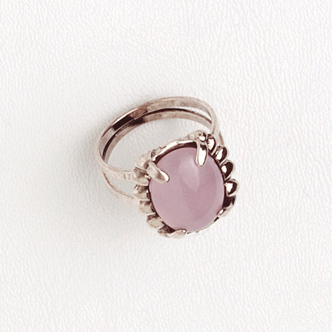 Ring in Aged White Gold Filled with Rose Quartz