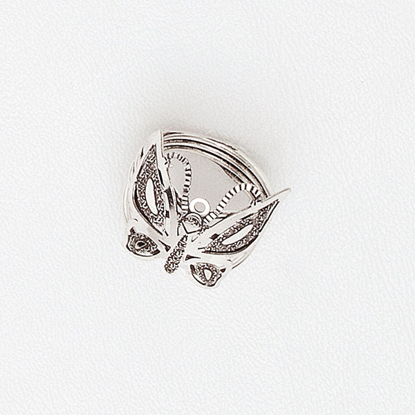 Butterfly Ring, Aged White Gold Plated Ring