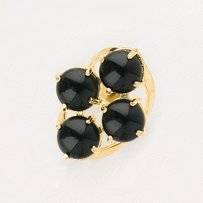 Ring in Yellow Gold Filled with Black Onyx Gemstone