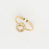 Yellow Gold Plated Ring, Circle Top Ring, Cubic Zirconia Ring, Gemstones Ring, White Enamel Ring