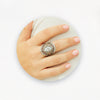 Ring in Aged White Gold Filled with Cubic Gemstones