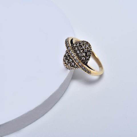 Ring in Aged Yellow Gold Filled with Cubic Zirconia Gemtones