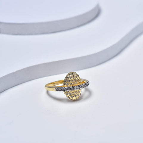 Ring in Yellow Gold Filled with Cubic Zirconia Gemtones & Silver Enamel