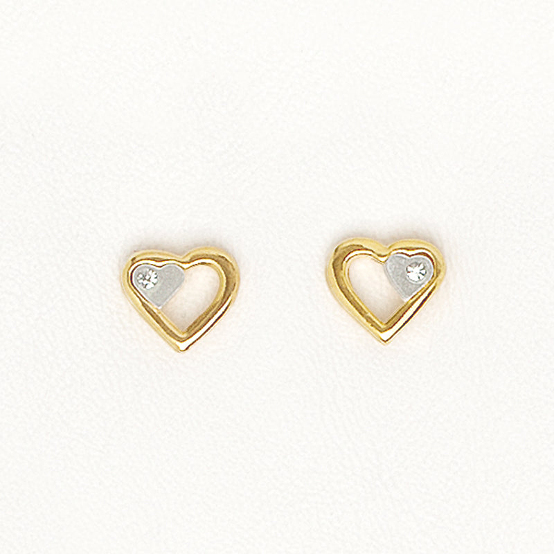 Hearts Earrings in Yellow Gold Filled with Gemstones