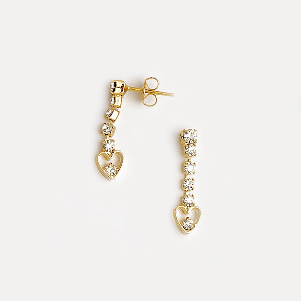 Hearts Earrings in Yellow Gold Filled & Cubic Zirconia