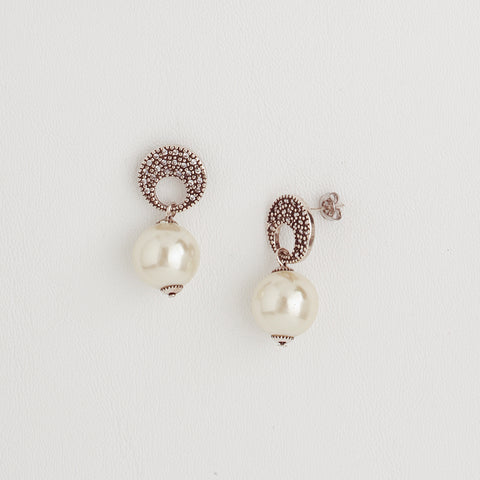 Classic Dangle Earrings for Women with Pearls and Cubic Zirconia Gemstones
