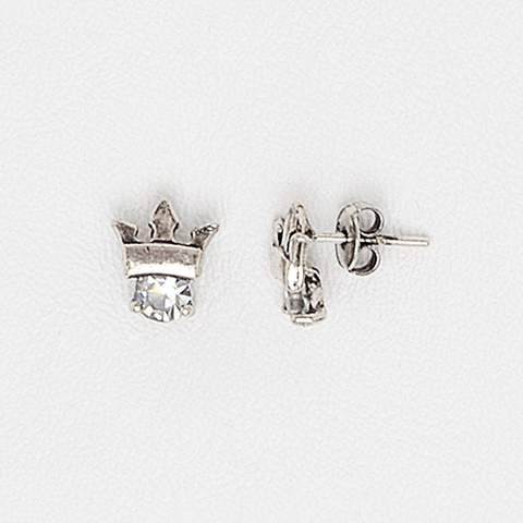 Crown Earrings for Women and Girls in White Gold Filled with Cubic Zirconia Gemstone