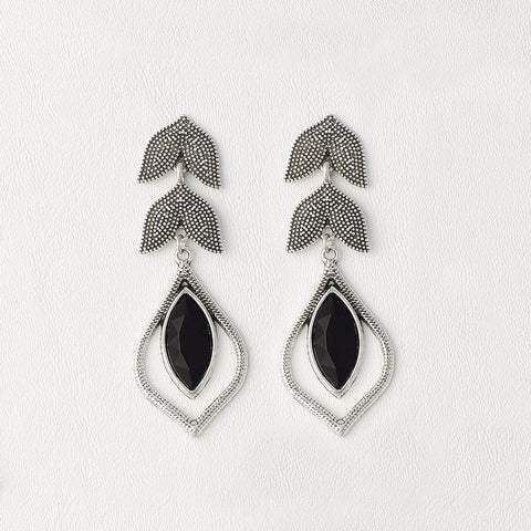 Black Earring in White Gold Filled with Zircon Gemstones
