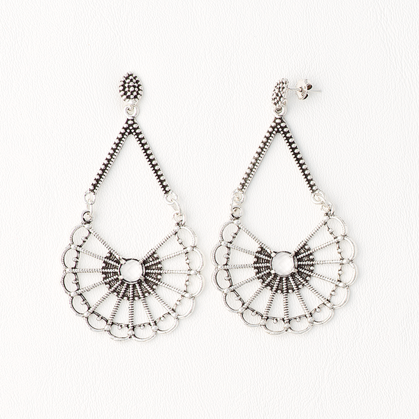 Dangling Earrings for Women in Aged White Gold Filled with Cubic Zirconia