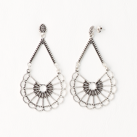 Dangling Earrings for Women in Aged White Gold Filled with Cubic Zirconia