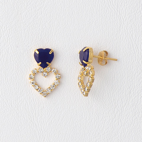 Blue Earrings in Yellow Gold Filled with Gemstones