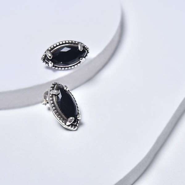 Black Earrings in White Gold Filled with Cubic Zirconia Gemstones