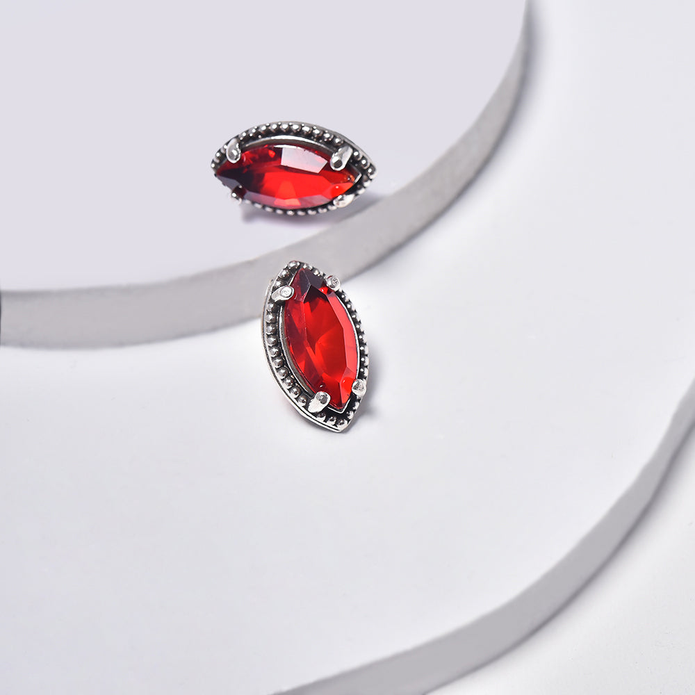 Red Earrings in White Gold Filled with Cubic Zirconia Gemstones