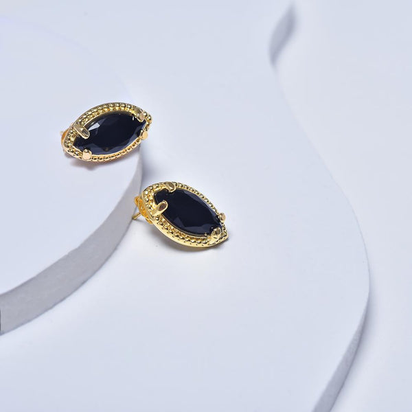 Black Earrings in Yellow Gold Filled with Cubic Zirconia Gemstones