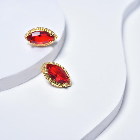 Red Earrings in Yellow Gold Filled with Cubic Zirconia Gemstones