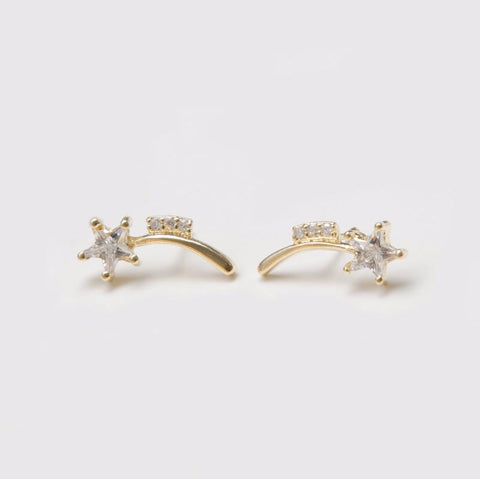 Shooting Stars Earrings in Gold Filled with Gemstones