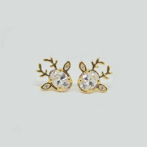 Deer Earrings in Gold Filled with Gemstones