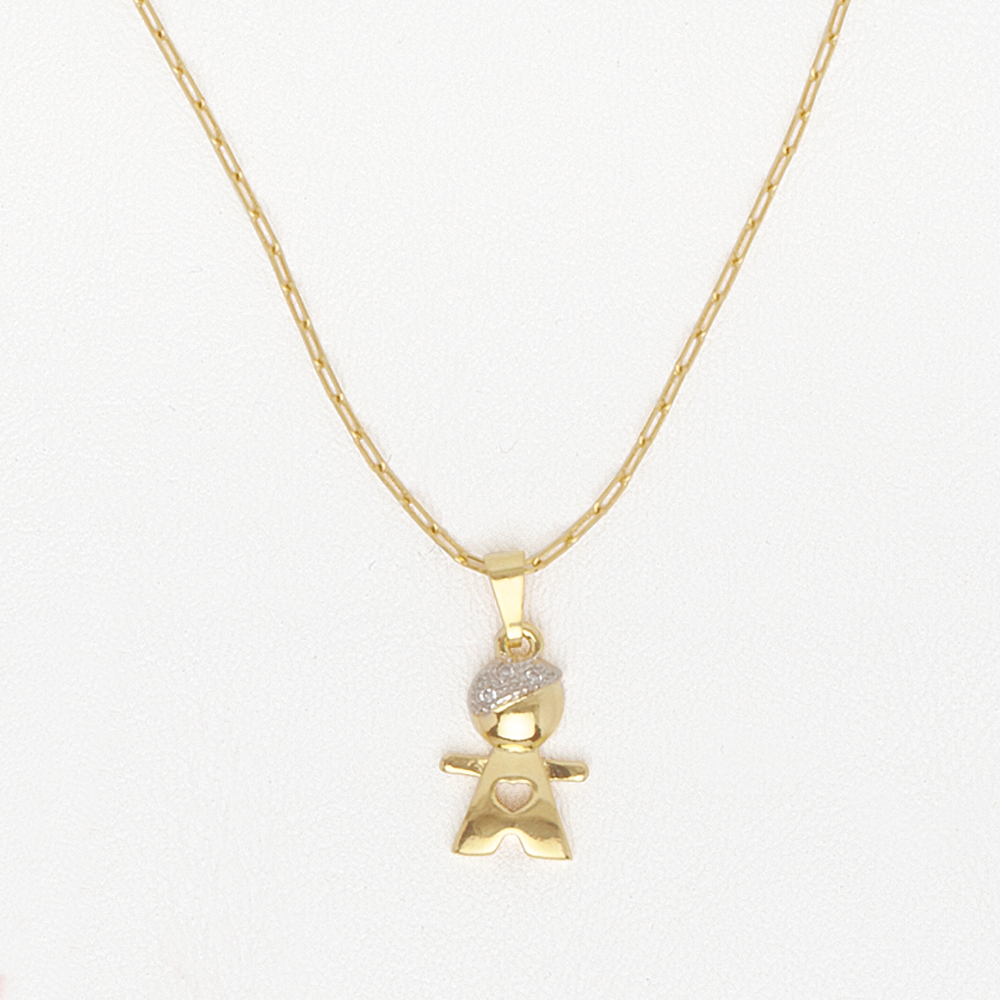 Boy/Girl Pendant Necklace in Yellow Gold Filled