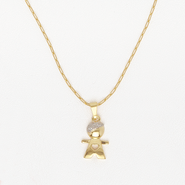 Boy/Girl Pendant Necklace in Yellow Gold Filled