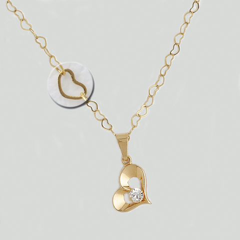 Heart Necklace in Yellow Gold Filled with Gemstone