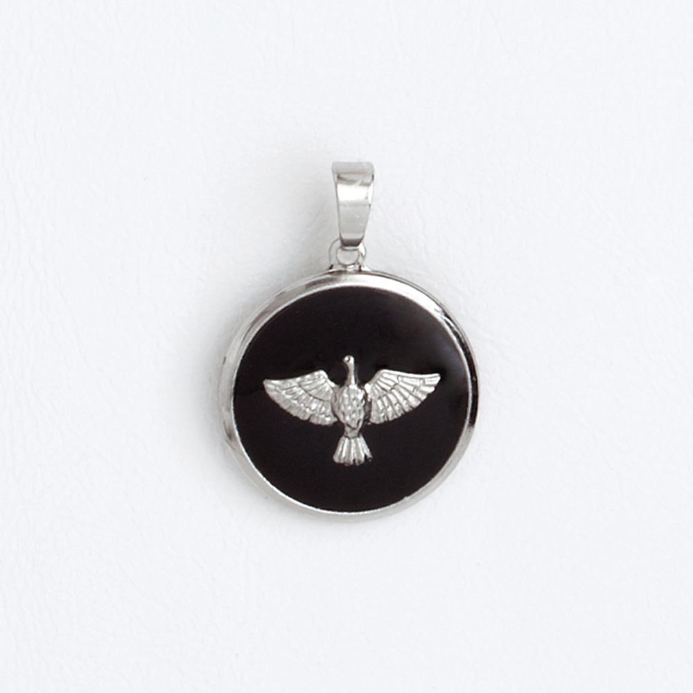 Holy Spirit Medal in Stainless Steel and Black Enamel