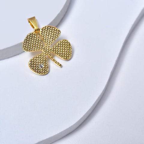 Clover Pendant in Yellow Gold Filled with Gemstone