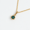 Necklace in 14k Yellow Gold Filled Green Gemstone Pendant